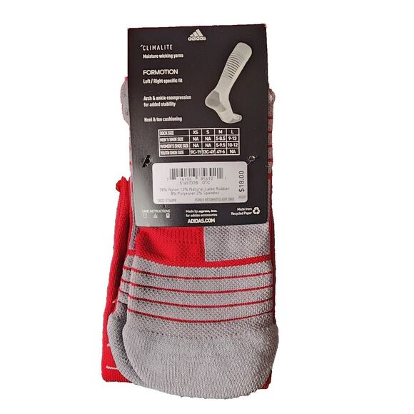 Adidas Soccer Team Speed 2 OTC Sock Climalite Small Youth 13C-4Y Red | CK1863 - Picture 2 of 5